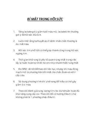 Bí mật trong hồi sức tích cực